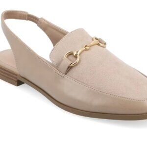 Journee Collection Lexy Taupe Slingback Loafers Gold Chain Bit 8.5 M